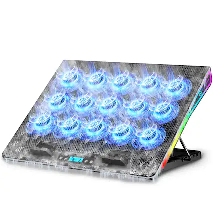Front. HongFei - Gaming Laptop Cooling Pad with 15 Cooler Fans, RGB Ultimate Computer Stand Base with Silent Fans for 15-18 Inch Laptops - RGB.