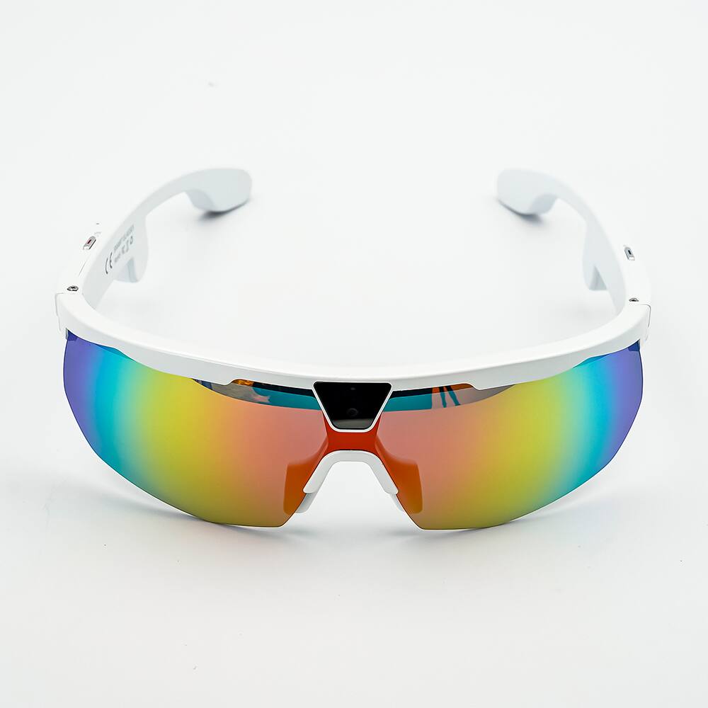 Front. Loheer - Loheer Smart Glasses with 32MP Photo Camera, 1200P Video, AI Voice, Wi-Fi, IP66, Sports Sunglasses - White - White.