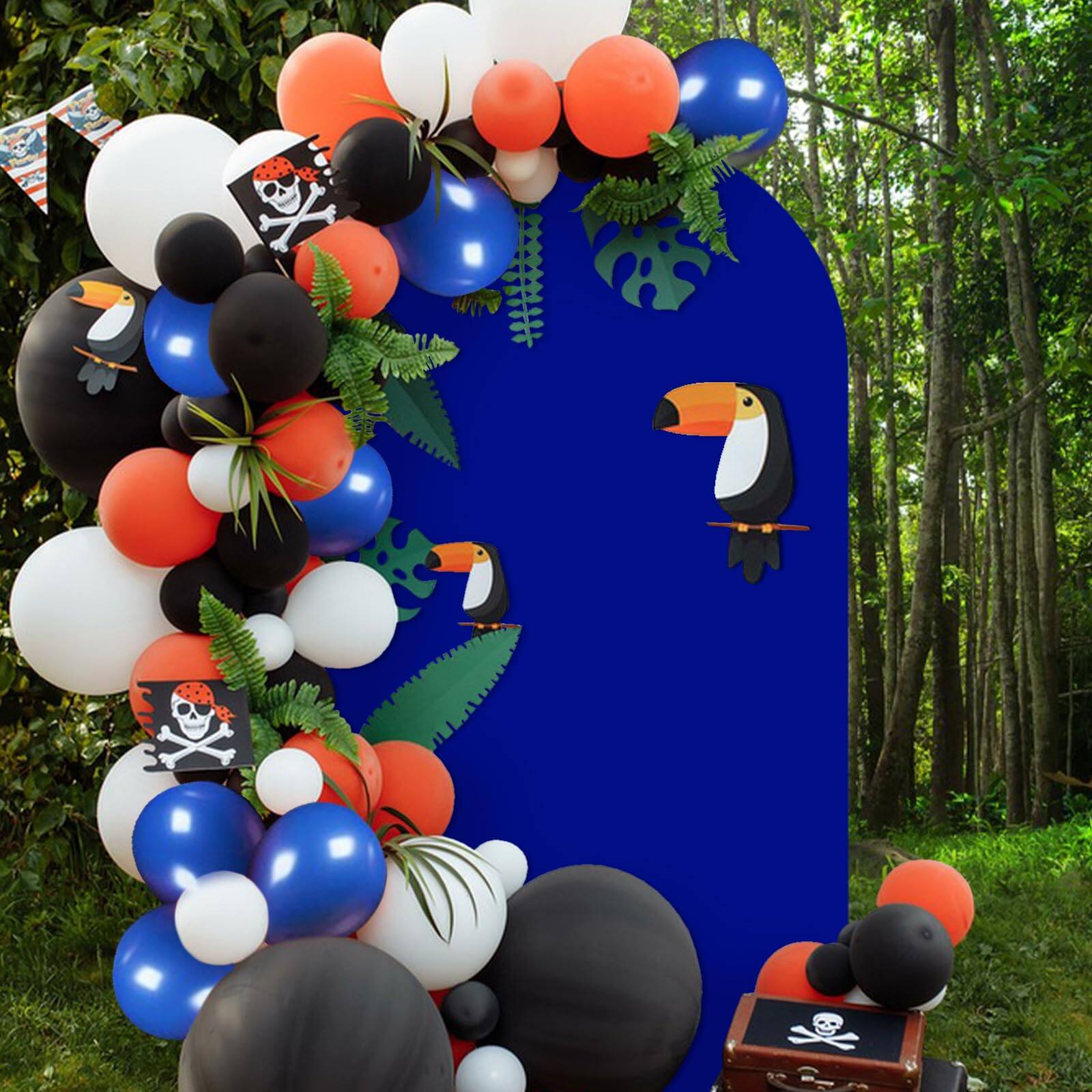 Alt View 3. Stylel Star - 7.2ft Royal Blue Wedding Arch Cover  Spandex Fitted Backdrop For Photography Round Top Chiara Stand Party Ceremony - White-7.2 FT.