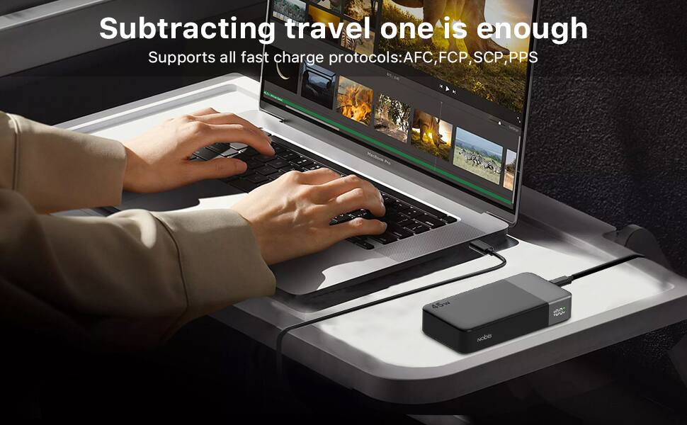 Subtracting travel one is enough  
Supports all fast charge protocols: AFC, FCP, SCP, PPS  
Macbook Pay  
45w  
100.  
Nobis