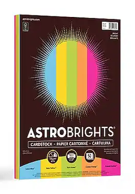 Astrobrights - 65 lb. Cardstock Paper, 8.5" x 11", 50 Sheets/Pack (99326-01) - Bright Assortment