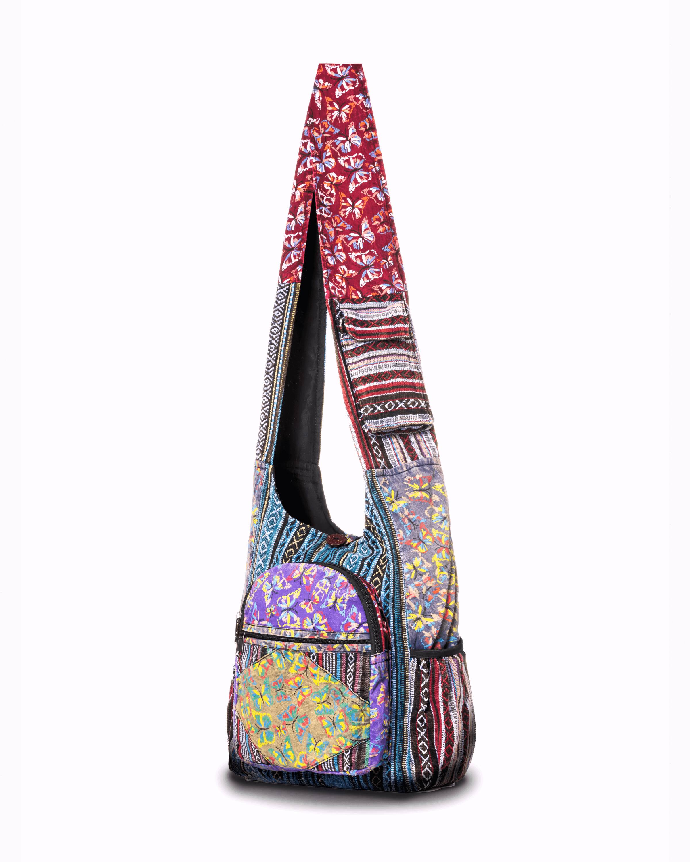 Angle. Kathmandu Collection - Butterfly Design Hobo Bag - Multi.