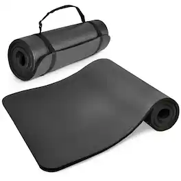 BalanceFrom Fitness - GoYoga 71x24in Anti Tear Exercise Yoga Mat with Strap - Black