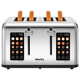 Mecity - 4-Slice Touchscreen Toaster with Stainless Steel & 6 Browning Settings - Silver