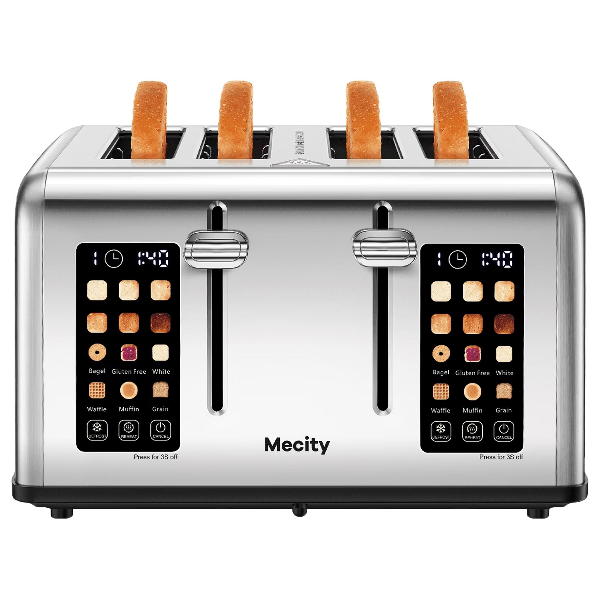 Bagel Gluten Free White  
Waffle Muffin Grain  
DEMIOST  
REMEAT CANCEL Press for 3S off  
Mecity  
DEPROST  
RE-E#1 CANCEL Press for 3S off