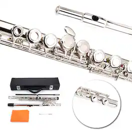 Winado - C Flutes with E-split, Orchestra Closed Hole Flute Kit for Beginners & Professionals, 16 Keys Musical Nickel Flute