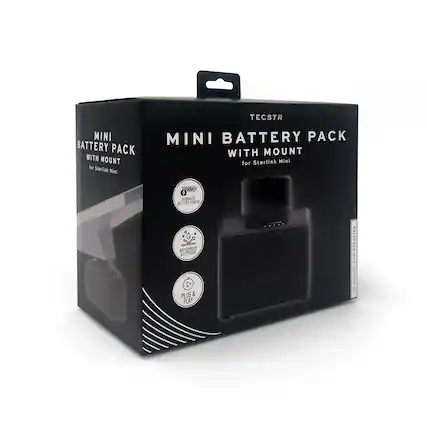 TECSTR MINI BATTERY PACK WITH MOUNT for Starlink Mini
MINI BATTERY PACK WITH MOUNT for Starlink Mini
UPGRADED BATTERY POWER
WATERPROOF & DUSTPROOF
PLUG & PLAY
DESIGNED OF STARLINK