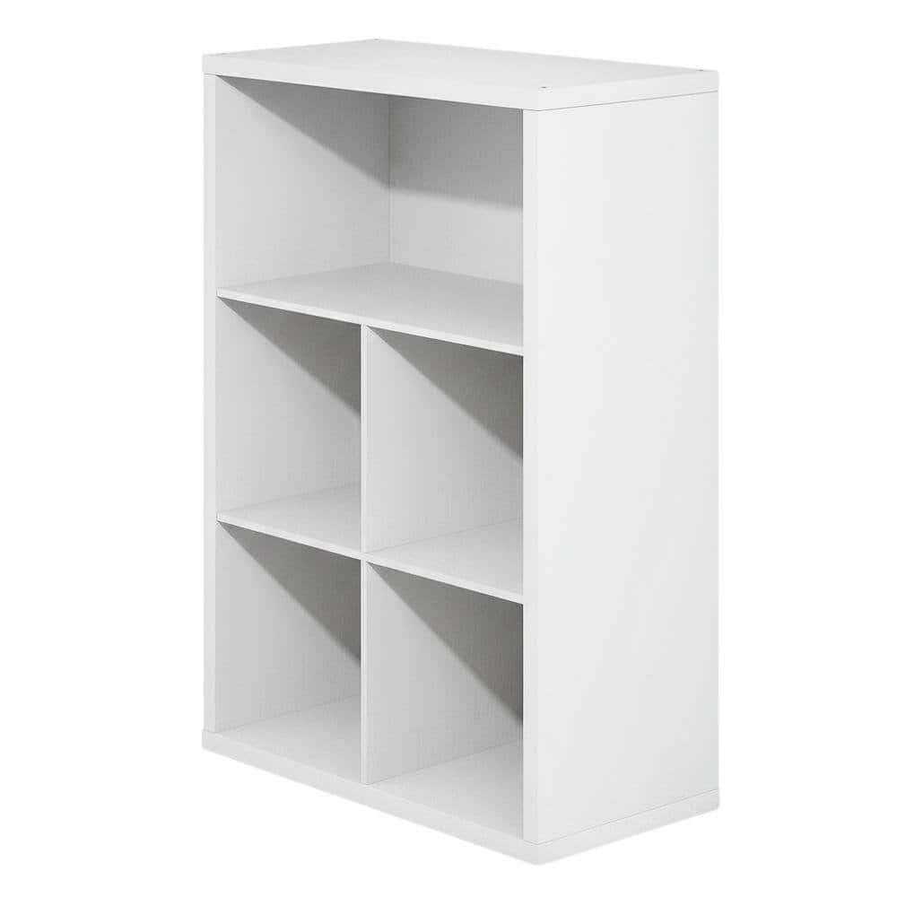 FurniFact - Wooden bookcase with modern design and sturdy construction - White