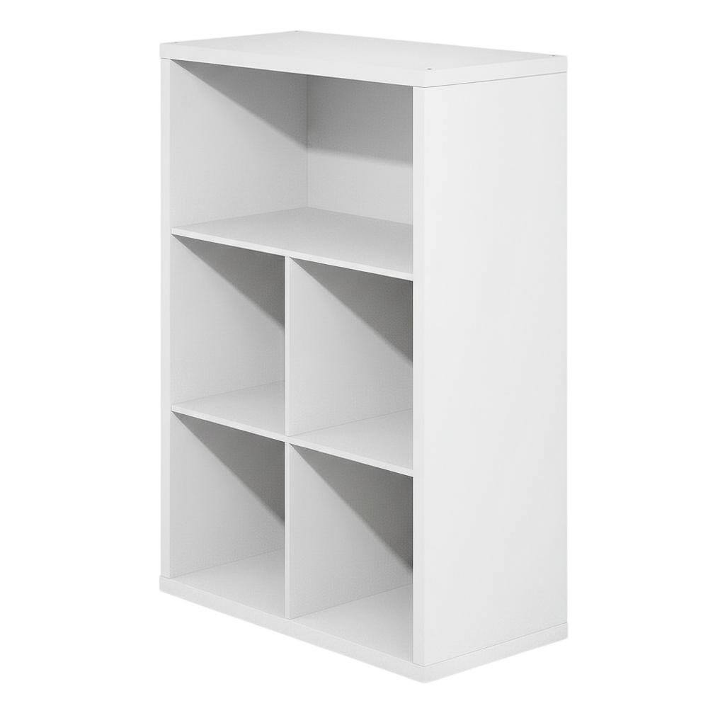 Front. FurniFact - Wooden bookcase with modern design and sturdy construction - White.