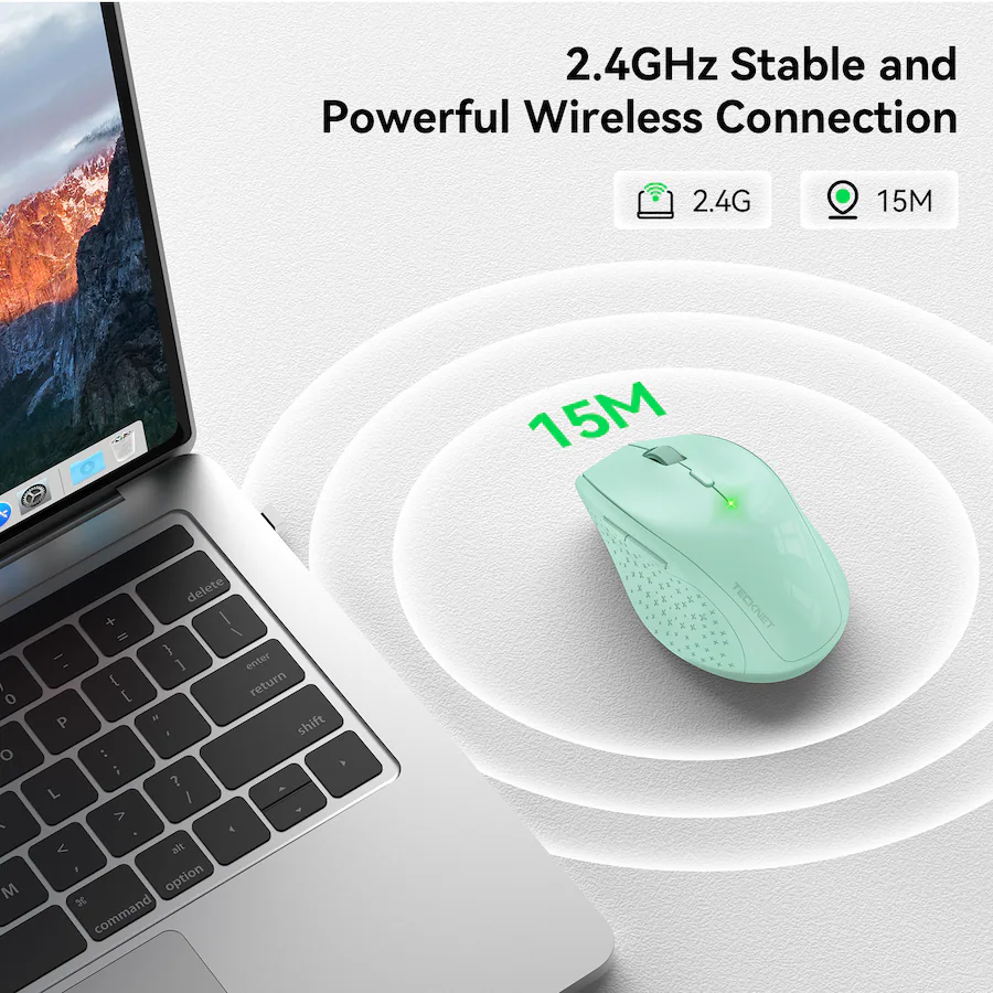 Computer Mouse Tecknet TECKNET Wireless Mouse, 2.4G USB Computer Mouse with 6 Level Adjustable ...