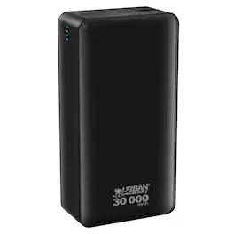 Urban Factory - 30000 mAh Dual-Port USB-C USB-A Compact Portable Power Bank UPB32UF - Black