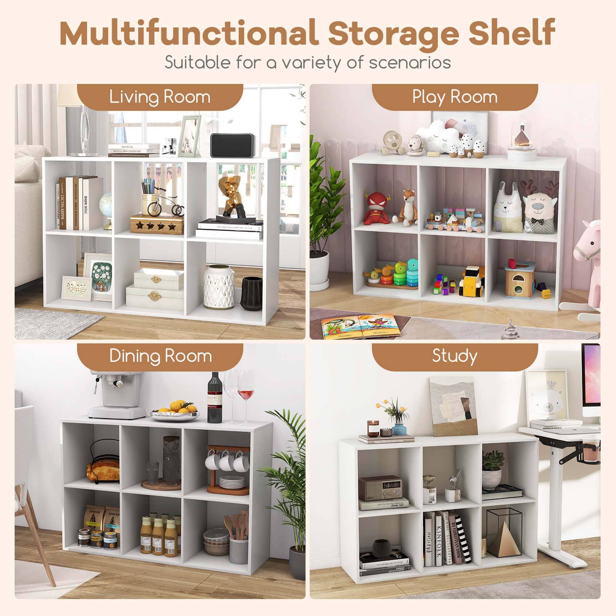 Multifunctional Storage Shelf Suitable for a variety of scenarios: Living Room, Play Room, Dining Room, Study.