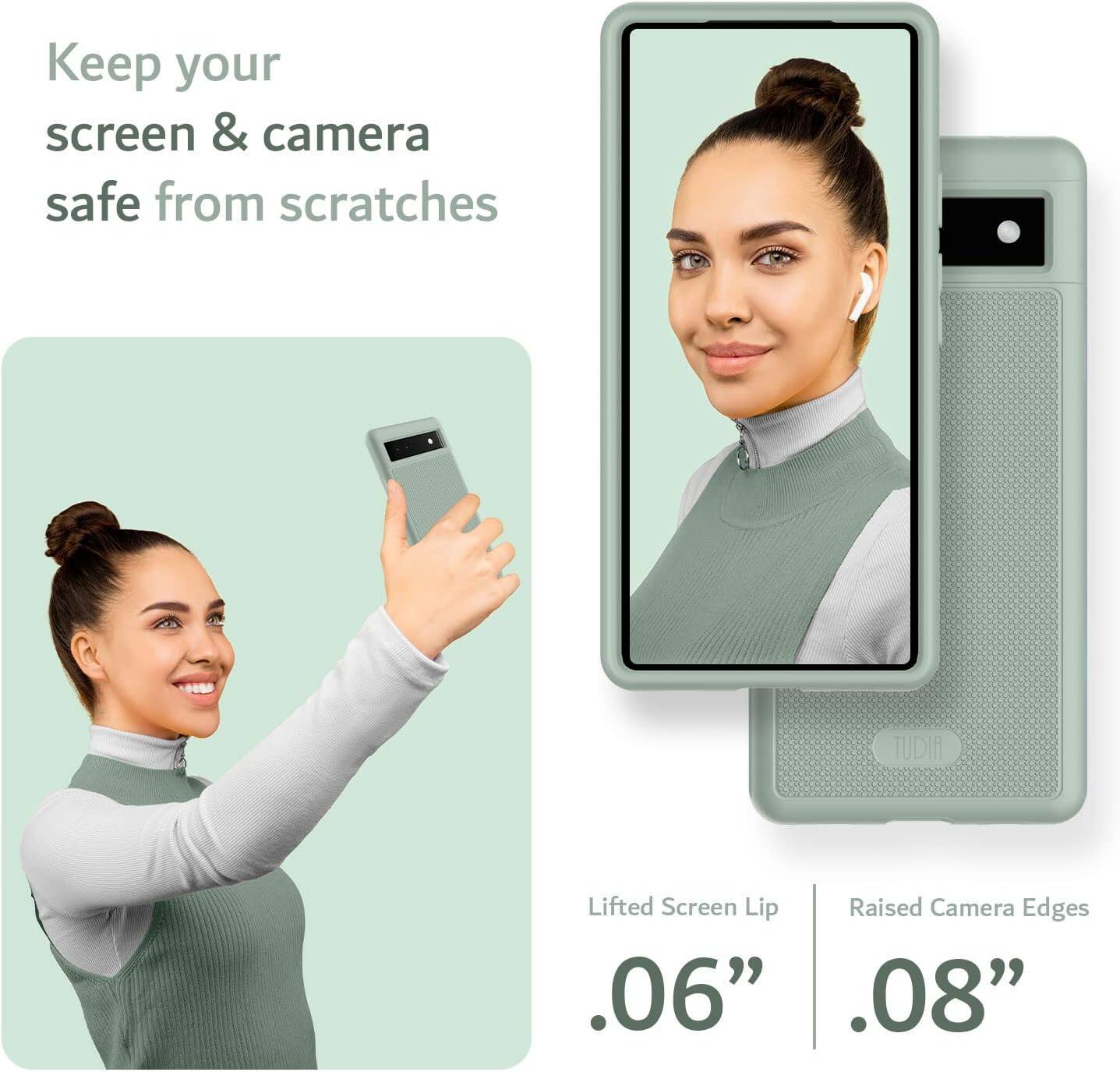 Keep your screen & camera safe from scratches

Lifted Screen Lip .06"

Raised Camera Edges .08"