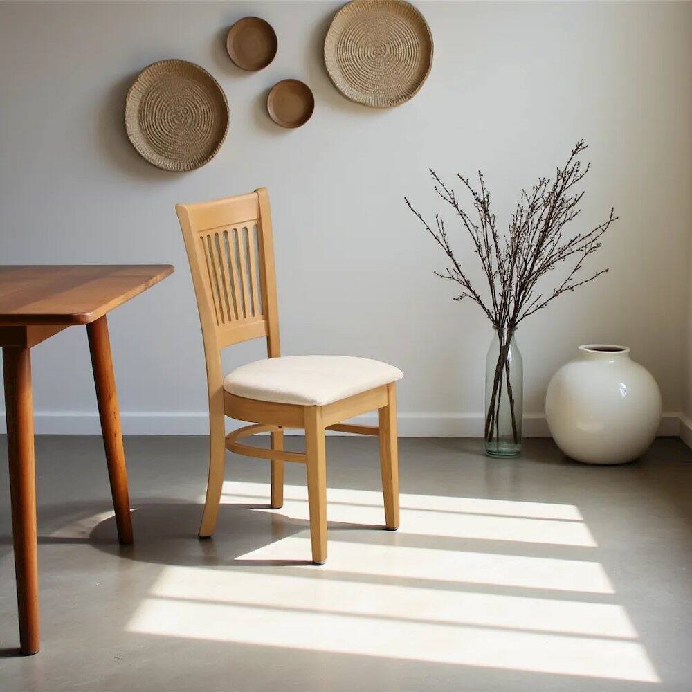 Left. FurniFact - Elegant Oak Dining Chairs – Solid Wood Kitchen and Dining Chairs Set of 2 - Oak.
