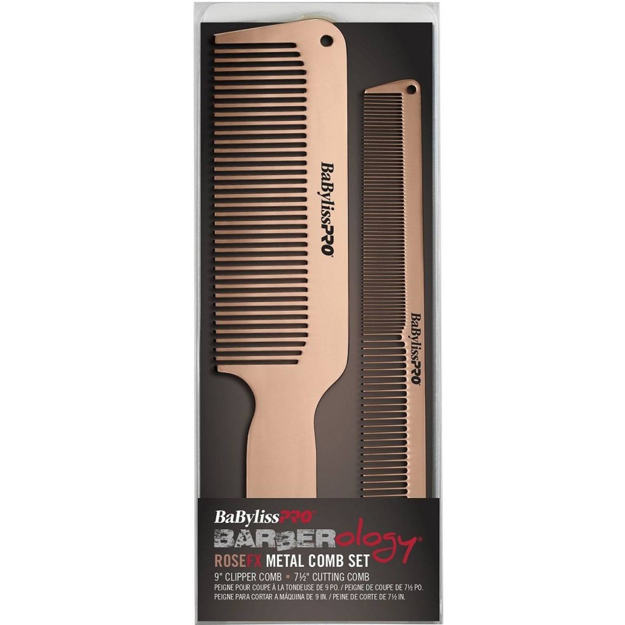BaBylissPRO BaBylissPR0 BaByliss??0 BARBER ology ROSEFX METAL COMB SET 9" CLIPPER COMB 742 CUTTING COMB PEIGNE POUR COUPE A LA TONDEUSE DE 9 PO / PEIGNE DE COUPE DE 71 PO. PEIGNE PARA CORTAR A MQUINA DE 9 M I PEINE DE CORTE DE 79IN