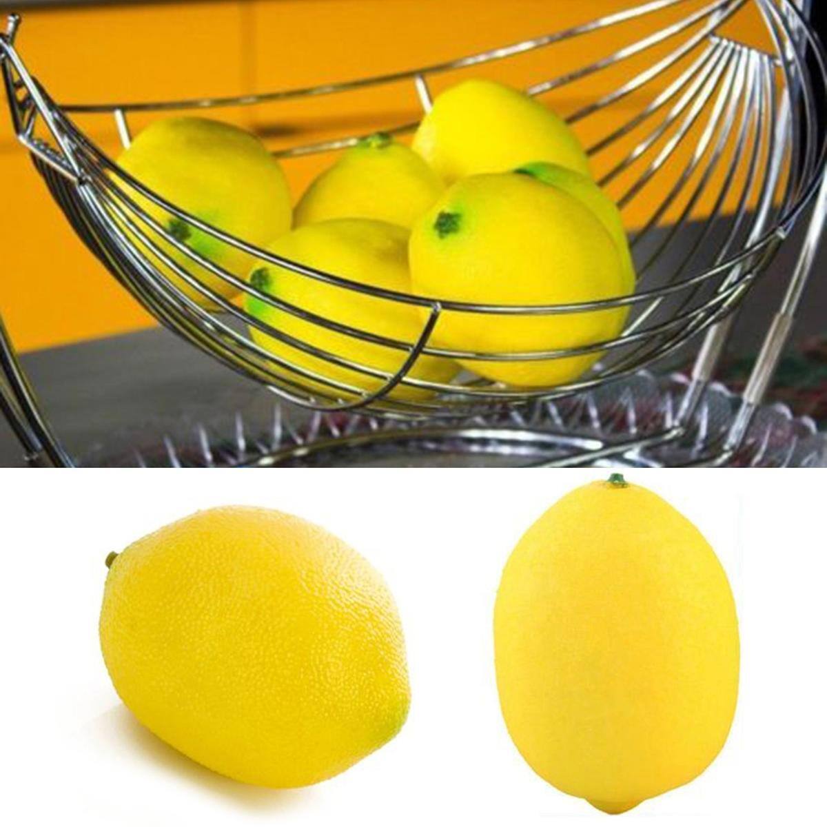 Back. JuzToys - 12pcs Yellow & Green Artificial Lifelike Simulation Lemon Fake Fruit Home Kitchen Cabinet Decoration - Multicolored.