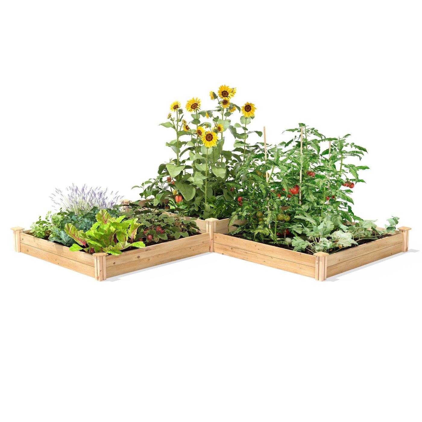 Angle. SlickBlue - Farmhouse Style Cedar Wood Raised Planter Bed for Outdoor Gardening - Natural.