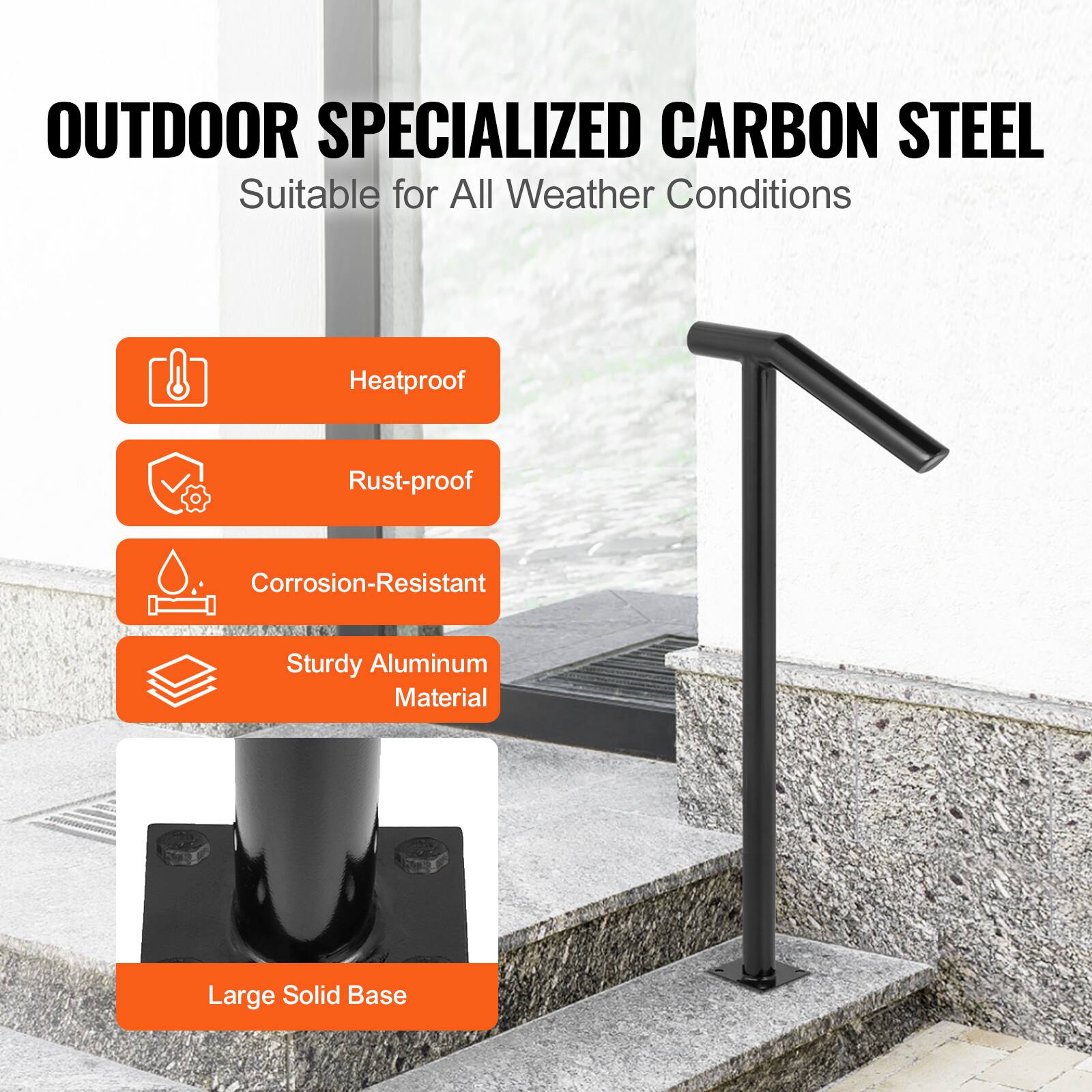 OUTDOOR SPECIALIZED CARBON STEEL
Suitable for All Weather Conditions
Heatproof
Rust-proof
Corrosion-Resistant
Sturdy Aluminum Material
Large Solid Base