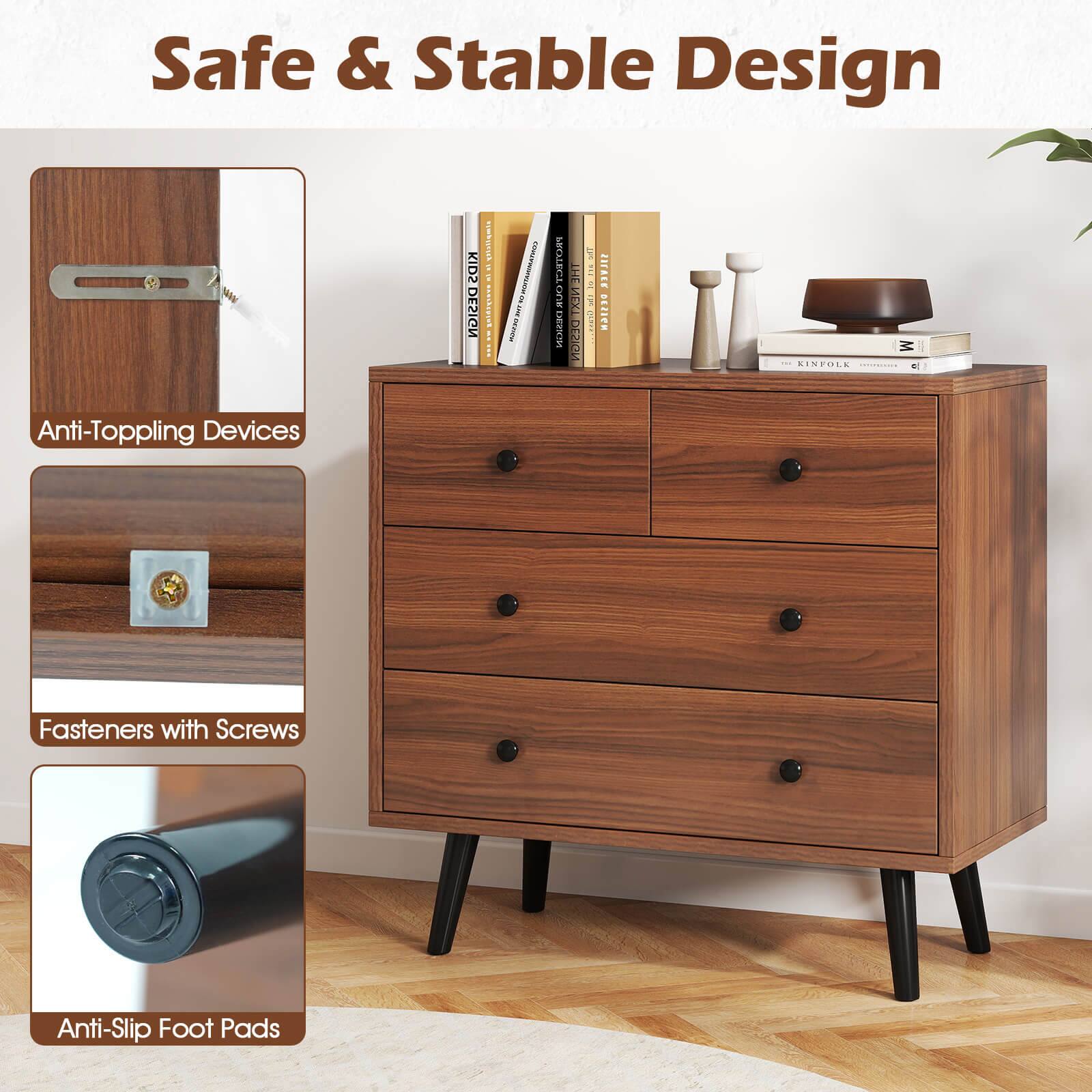 Safe & Stable Design

- Anti-Topping Devices
- Fasteners with Screws
- Anti-Slip Foot Pads