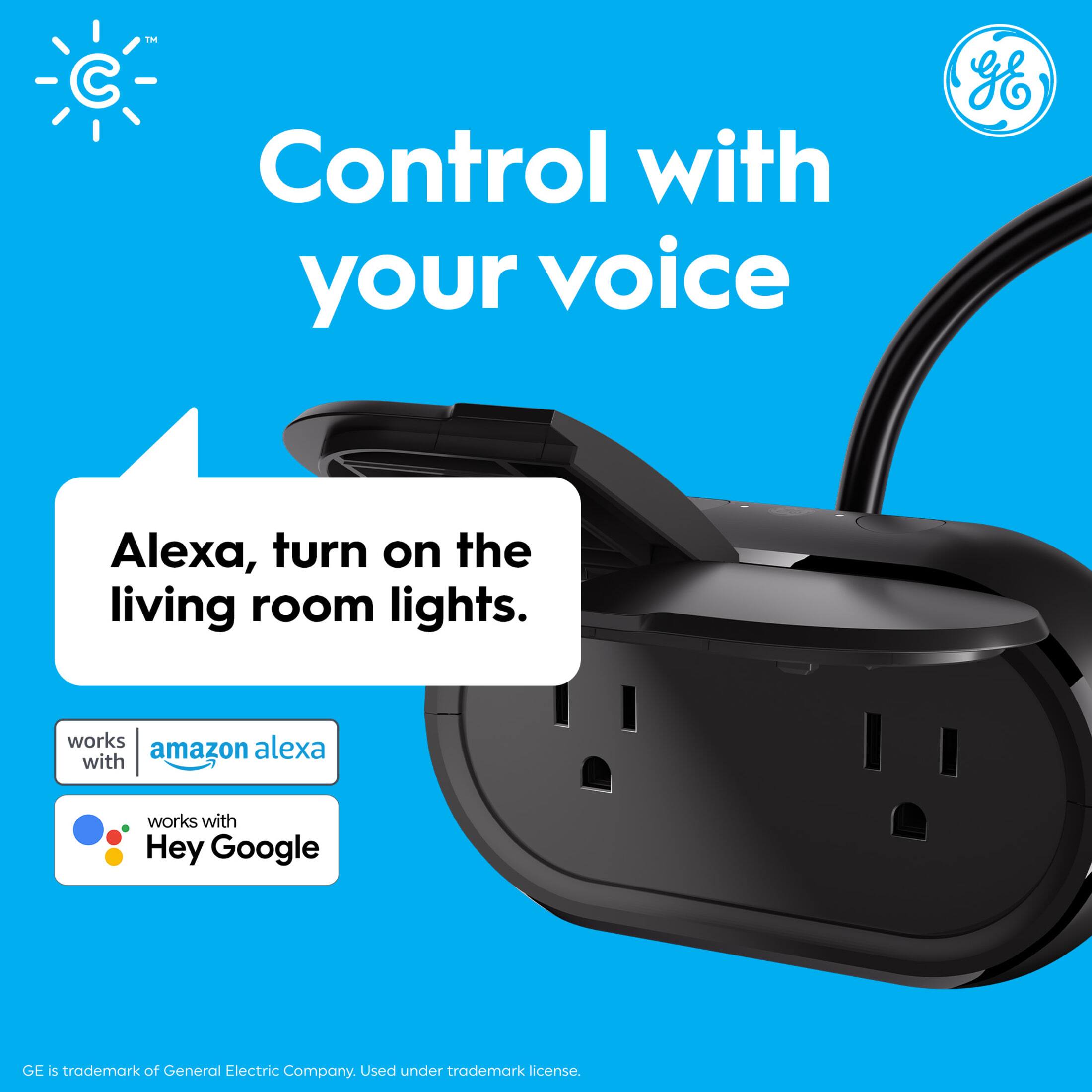 Control with your voice

Alexa, turn on the living room lights.

works with amazon alexa

works with Hey Google

GE is trademark of General Electric Company. Used under trademark license.