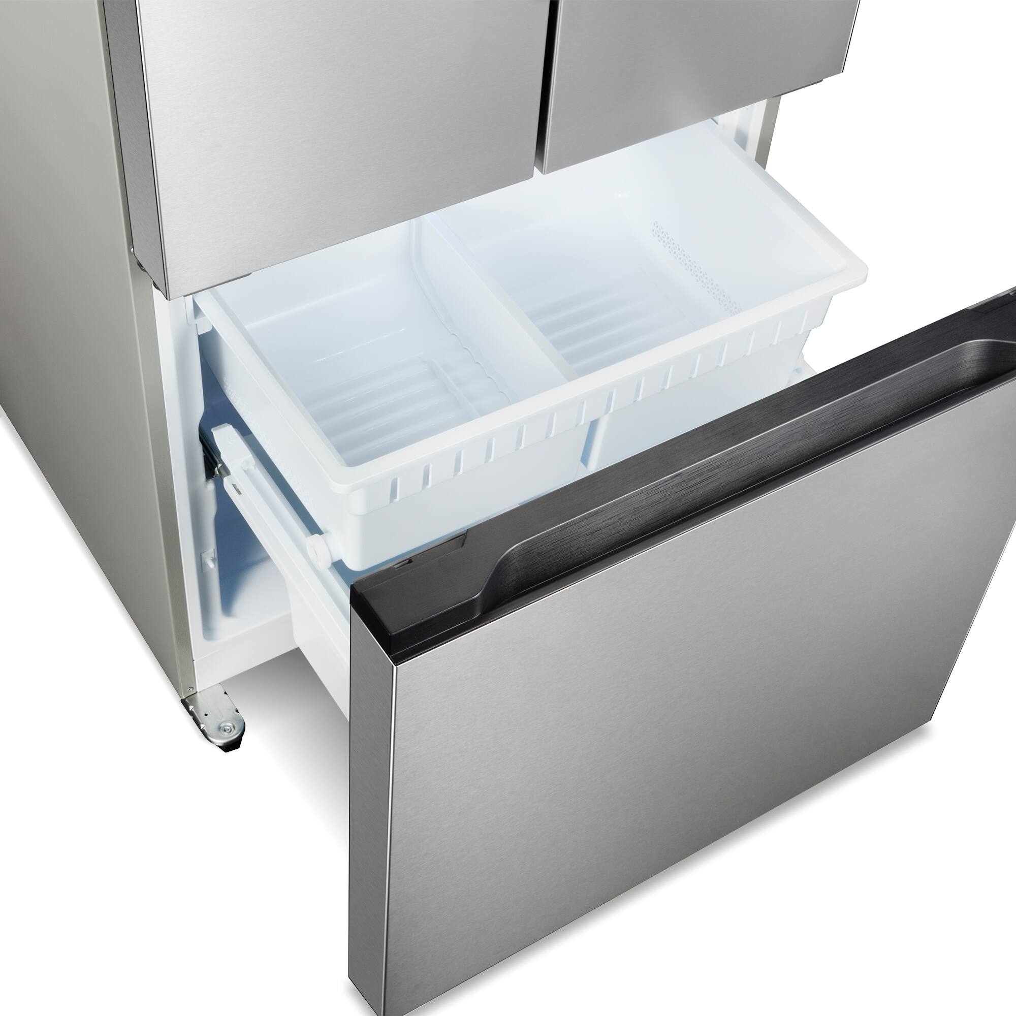 Alt View 4. COSMO - COS-RFFV183RS 30 in. 17.5 cu. ft. Counter Depth 3-Door French Door Refrigerator,  Freezer Drawer and Recessed Handles - Stainless Steel.