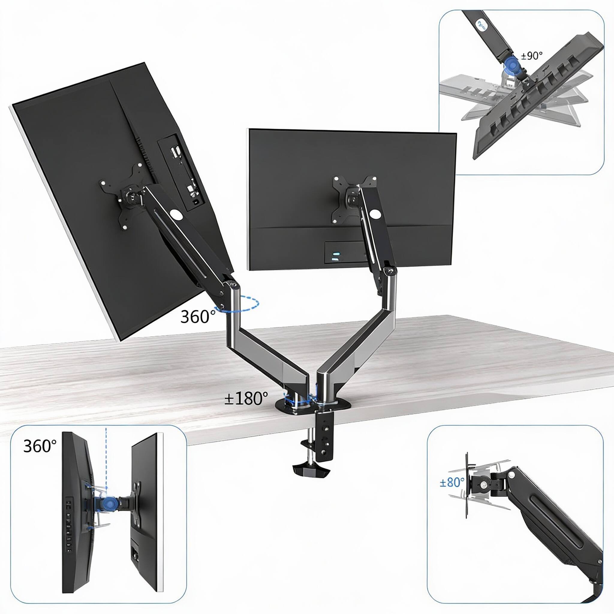 90° 360° +180° 360° ±80°