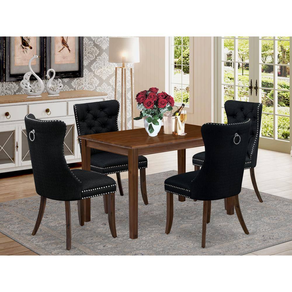 Alt View 3. East West Furniture - 5 Piece Dining Set for Small Spaces Contains a Rectangle Kitchen Table - Black.