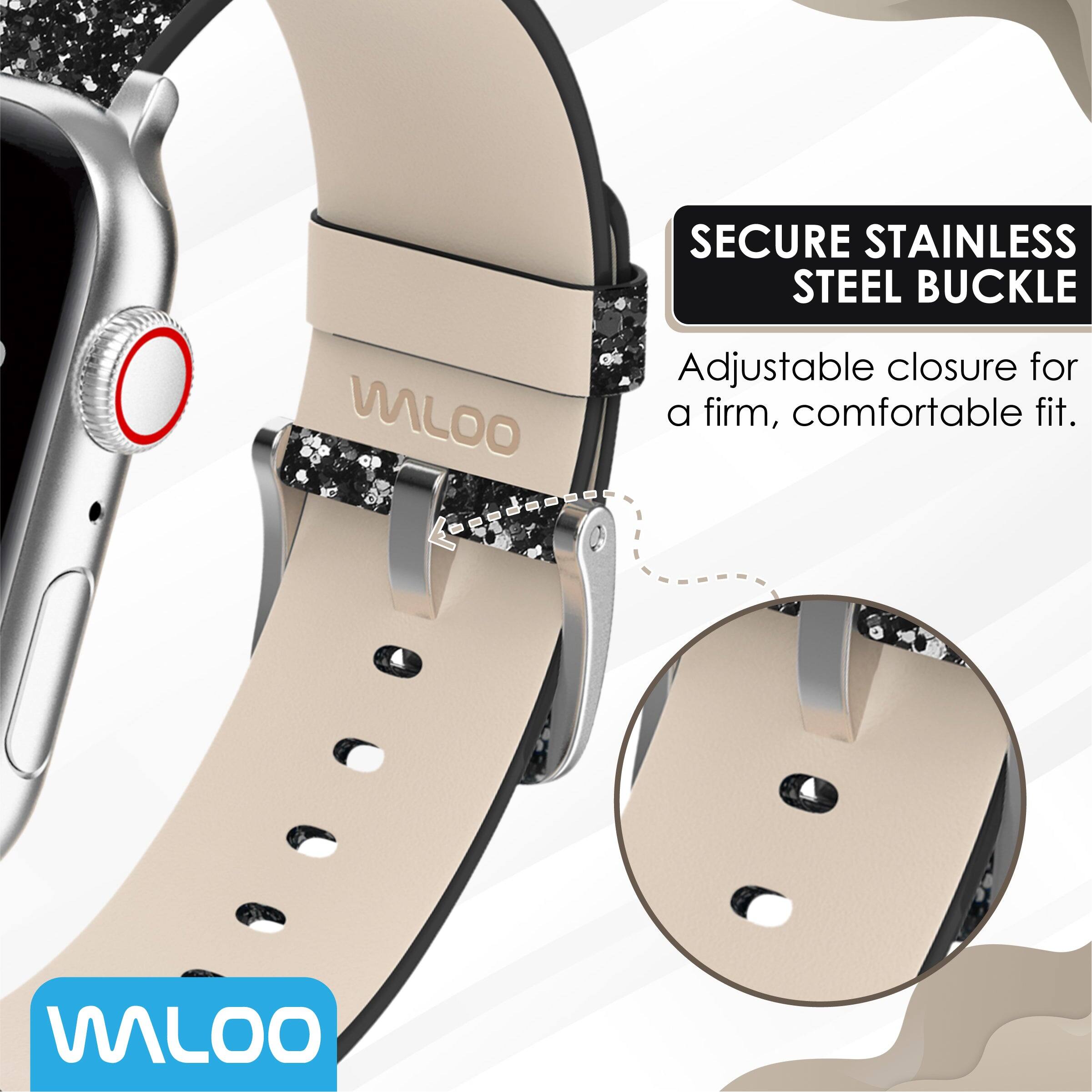SECURE STAINLESS STEEL BUCKLE  
Adjustable closure for a firm, comfortable fit.  

MLOO