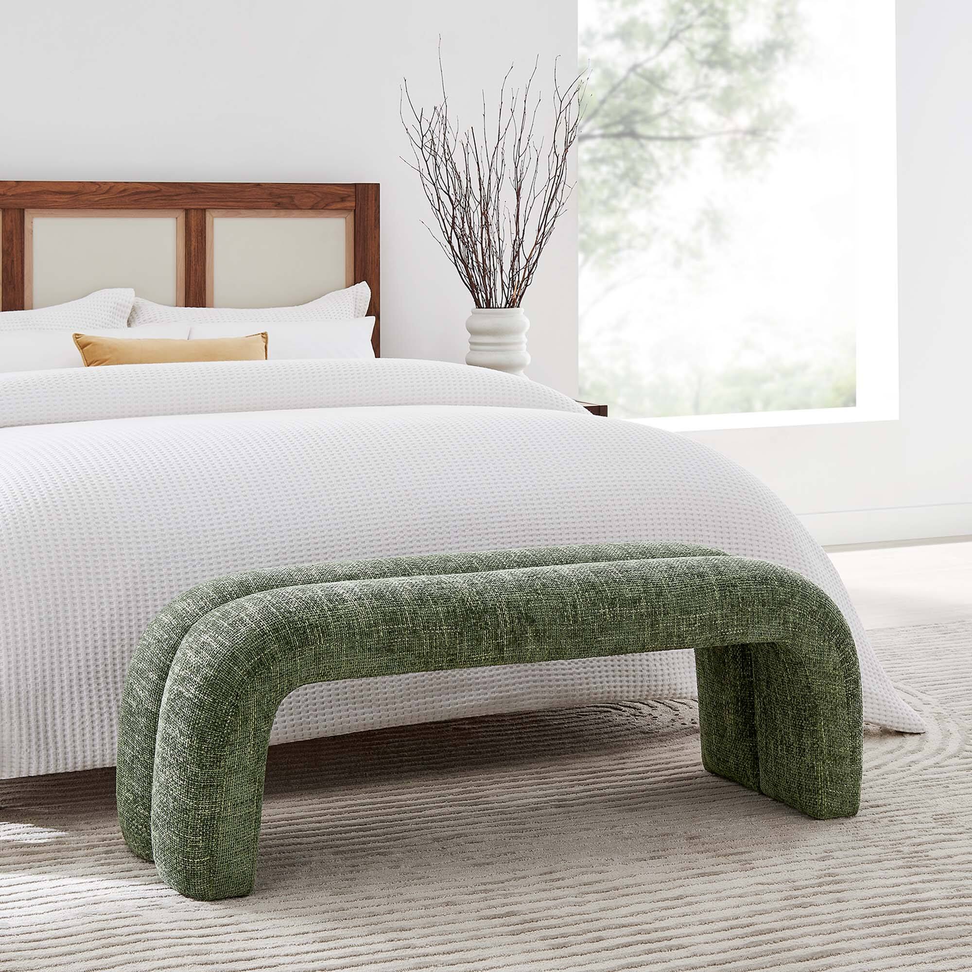 Alt View 4. Modway - Dax 50.5" Chenille Upholstered Accent Bench by Modway - Green.
