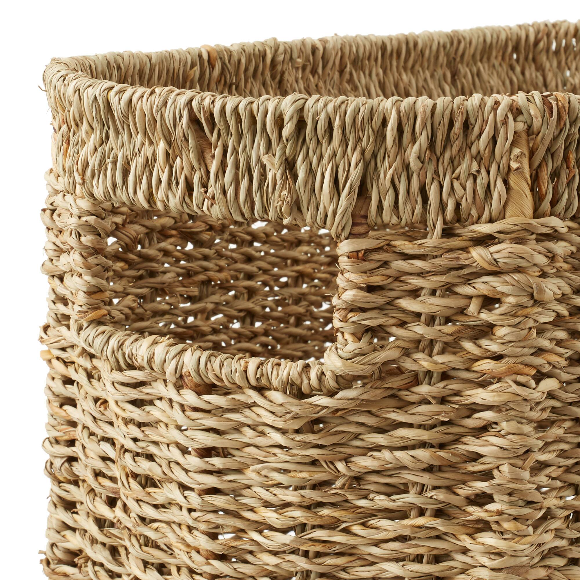 Alt View 4. Casafield - Magazine Holder Storage Basket Bin with Handles - Seagrass Hyacinth Woven Bins - Natural - Seagrass.