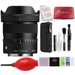 Sigma - 15mm f/1.4 DC Contemporary Lens for Sony E w/ Advanced Accessory and Travel Bundle | 406965 | 15mm Lens for Sony E - Black