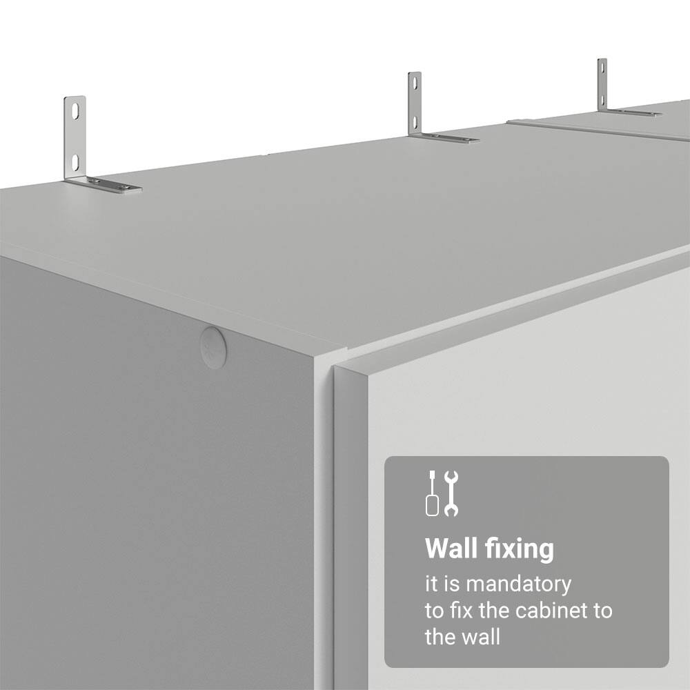 Wall fixing  
it is mandatory to fix the cabinet to the wall