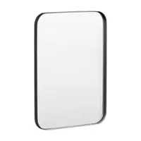 LOVMOR - 22 in. W x 30 in. H Tempered Glass Rounded Rectangle Framed Wall-Mounted Bathroom Vanity Mirror in Black - Black - Angle_Zoom