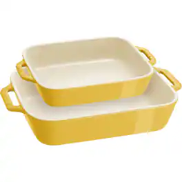 Staub - Ceramic Rectangular Baking Dish Set, Casserole Dish, 2-Piece - Citron