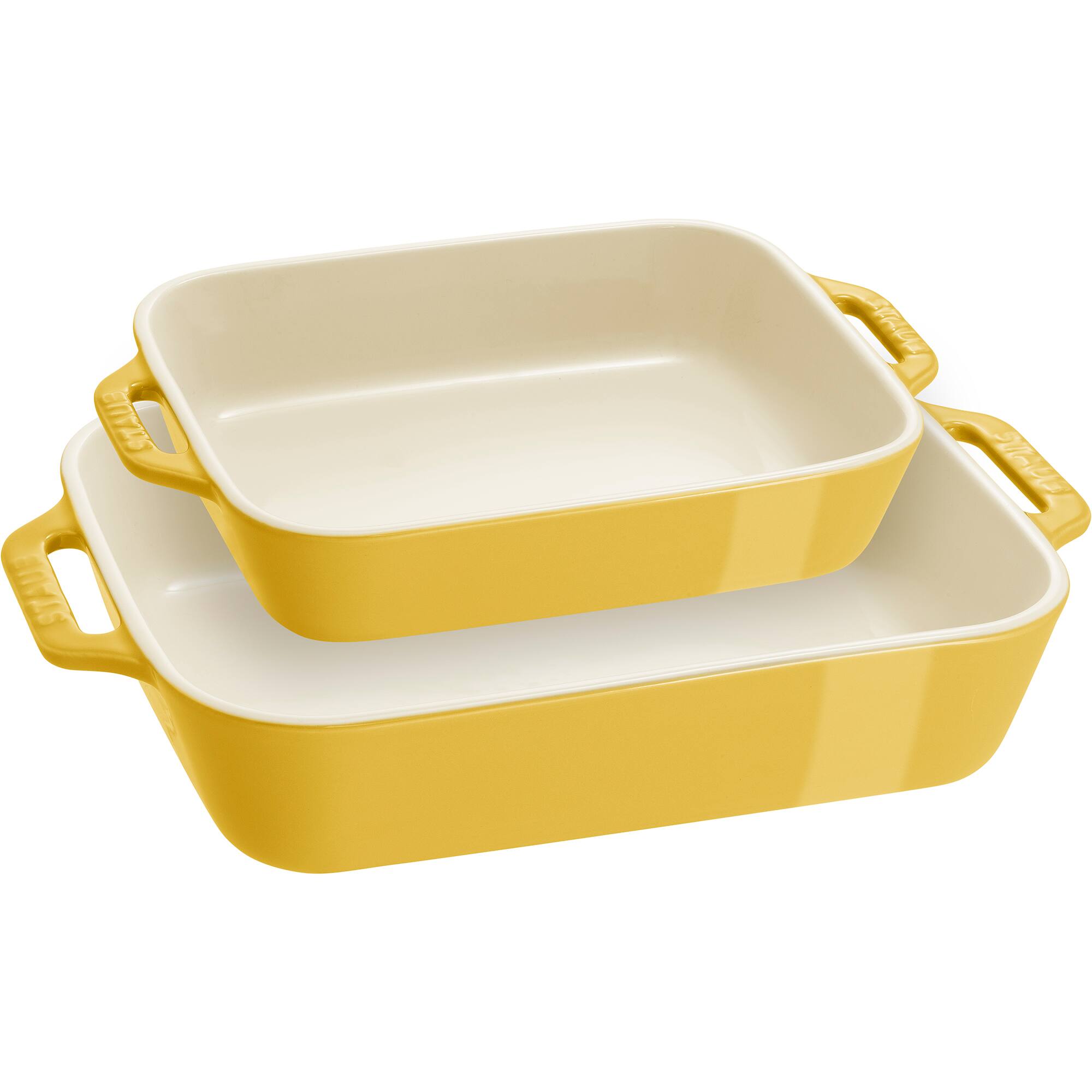 Front. Staub - Staub Ceramic Rectangular Baking Dish Set, Casserole Dish, 2-Piece, Citron - Citron.