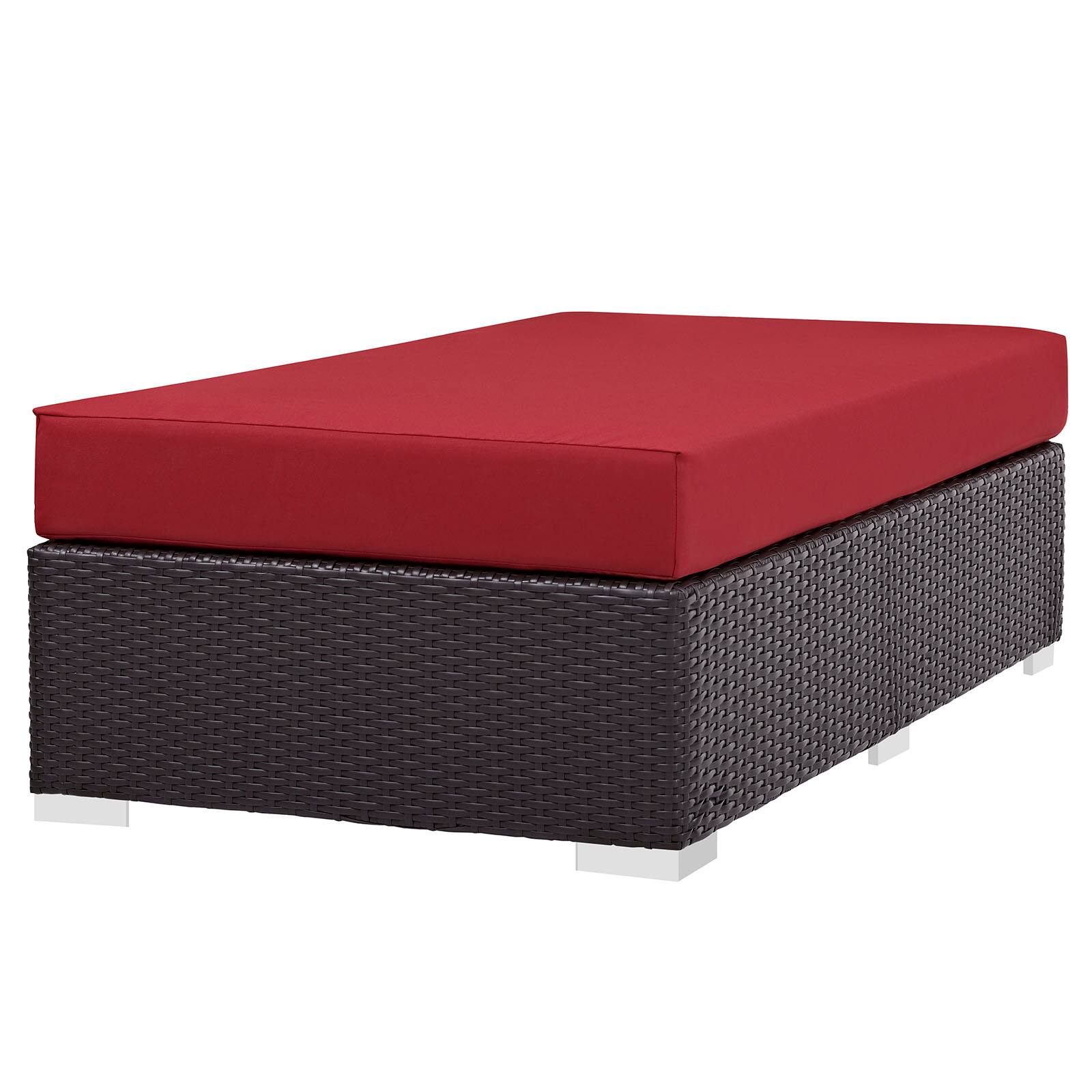 Left. Modway - Convene Outdoor Patio Fabric Rectangle Ottoman by Modway - Espresso Red.