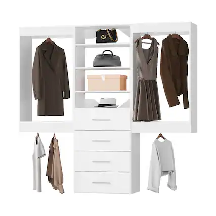 Front. Roomtec - Roomtec 90 in White Modular Closet System Unit-Customizable Wall Mounted Walk-In Closets for Bedroom or Walk-in Closet - White.