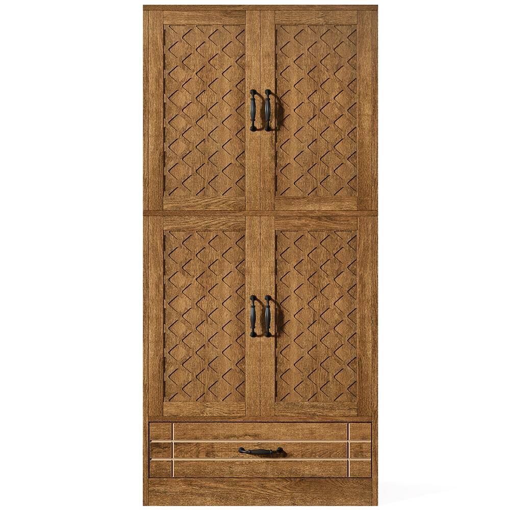 Front. Kadyn - Kadyn Bookshelf, Storage Shelf, Bookcase,70" Bookshelf, Freestanding Bookcase with Storage Drawer,Brown - Brown.