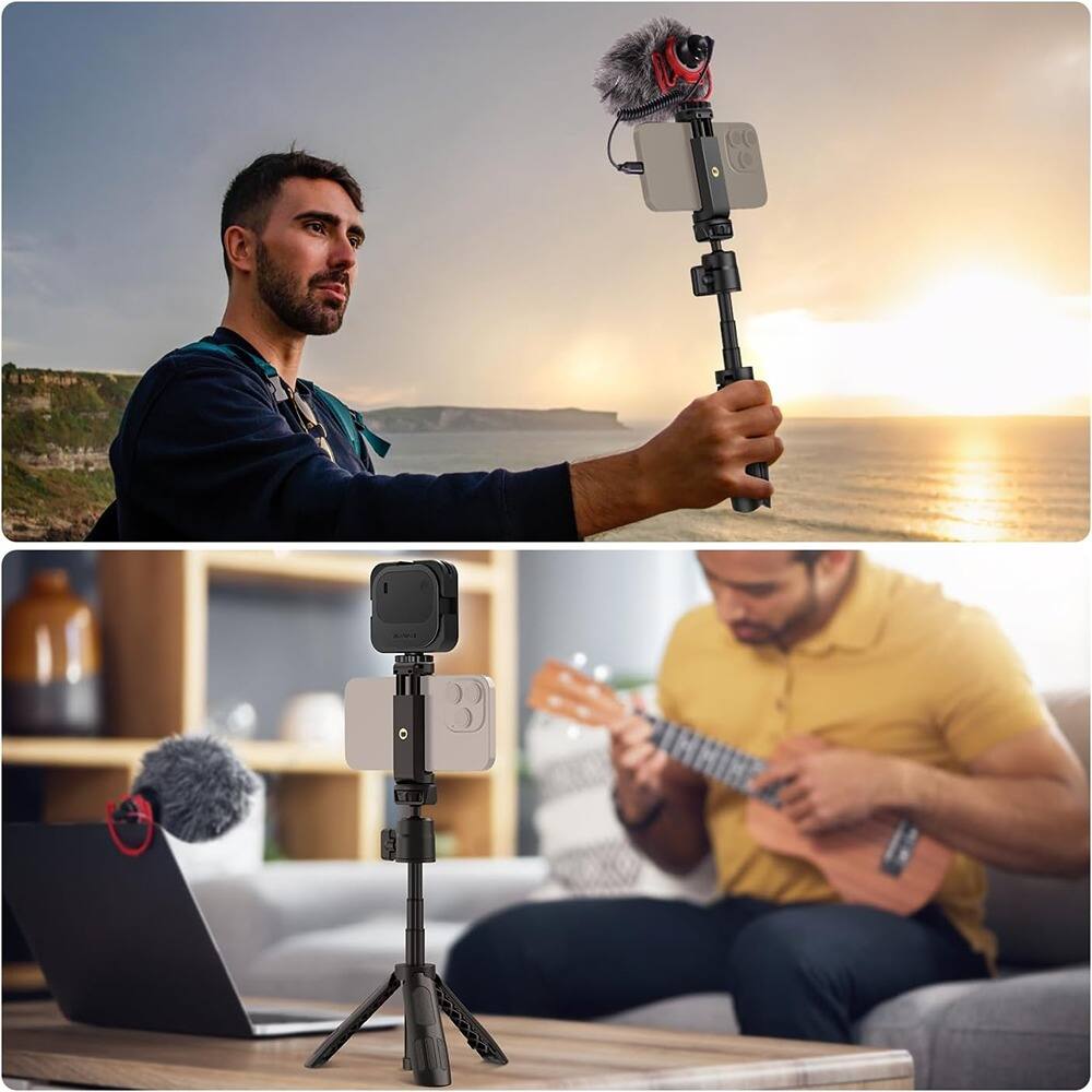 Alt View 2. Schertz - TP43 Mini Desk Selfie Stick Tripod – Compatible with iPhone, GoPro, Insta360, DJI & Android, Portable Camera/Webcam Stan.
