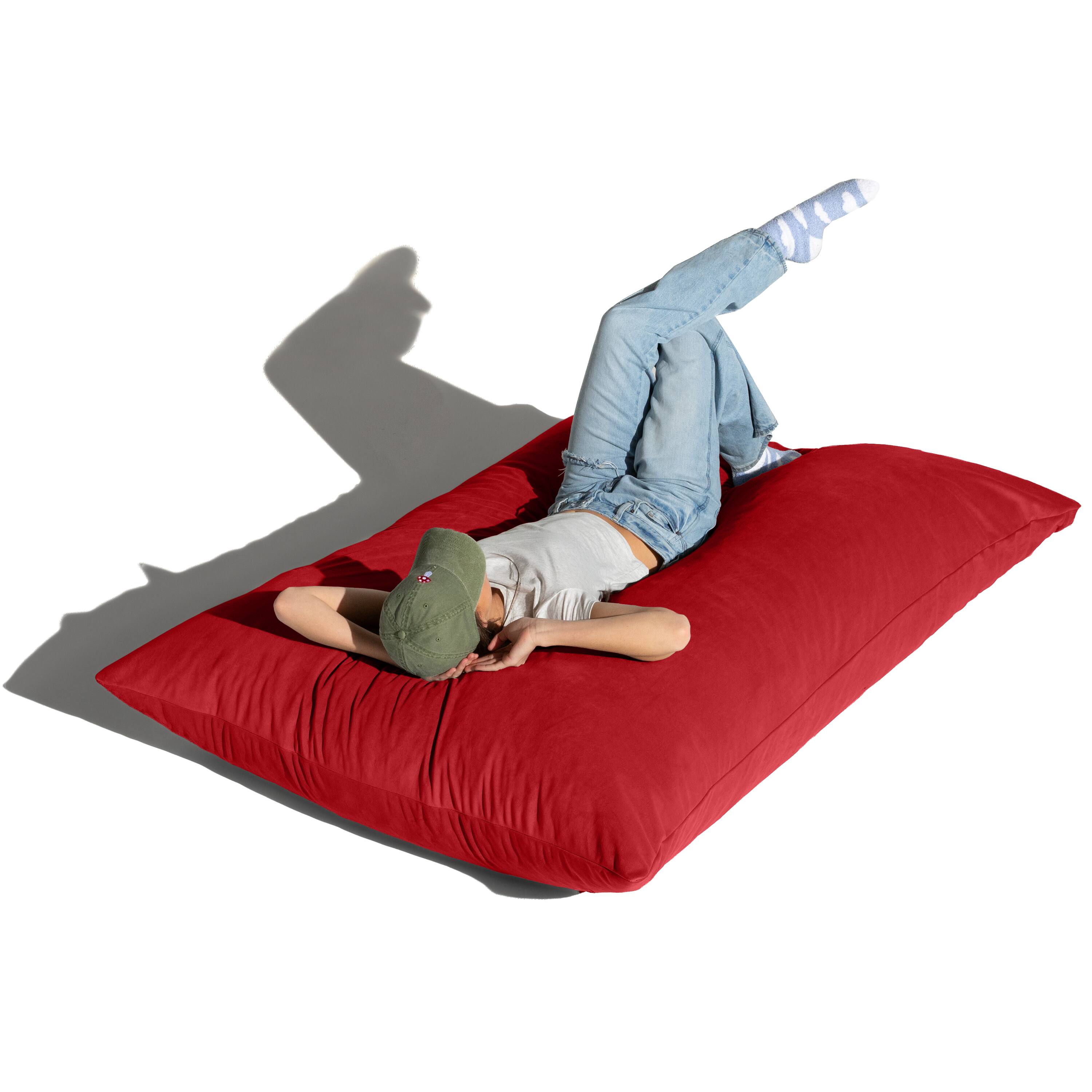 Left. Jaxx - Jaxx Pillow Saxx 5.5-Foot Décor Bean Bag Giant Floor Pillow Lounge, Lush Velvet Merlot - Lush Velvet Merlot.