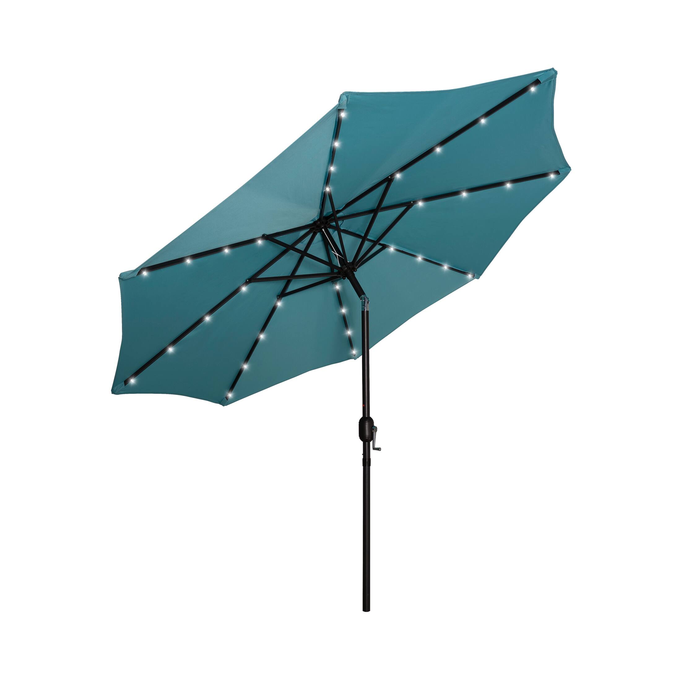 Left. WestinTrends - WestinTrends Cyrus 9 ft. Patio Solar Power LED lights Market Umbrella - Turquoise.