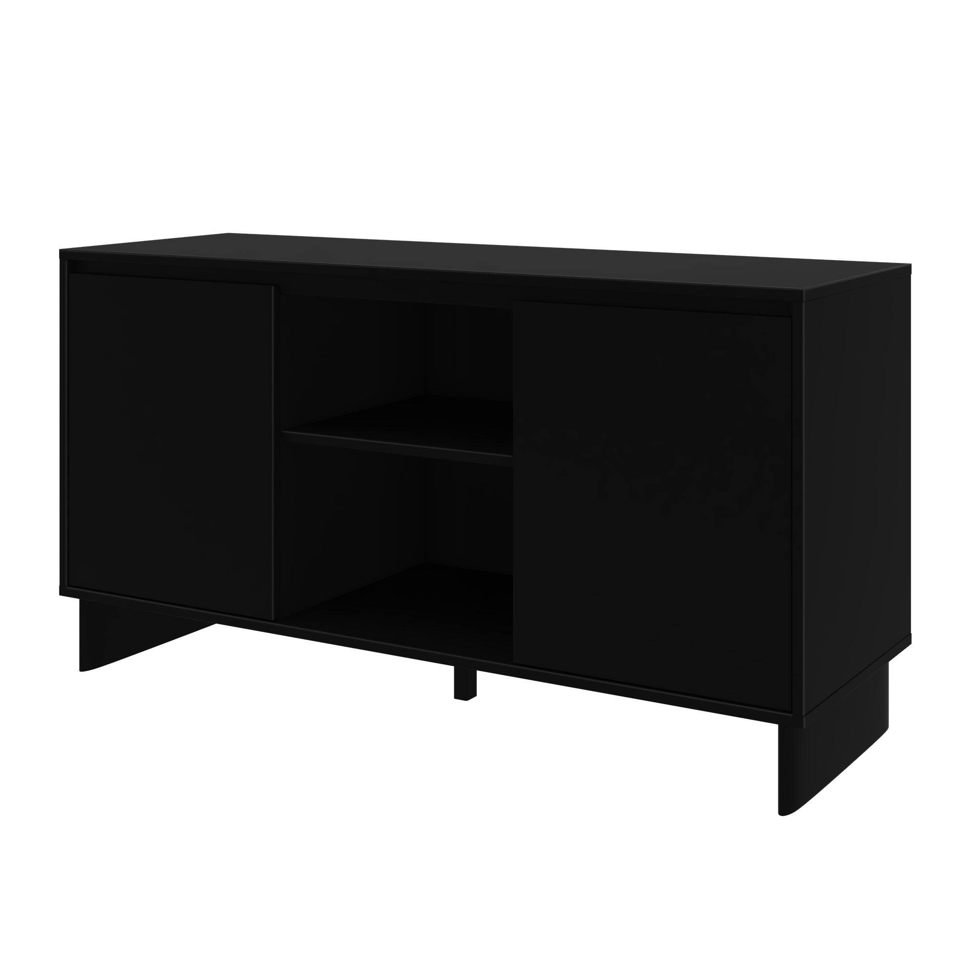 Alt View 9. Plank+Beam - Modern TV Stand/Sideboard, 2 Door w/ Middle Shelf  (1499 x 406 x 762mm / 59 x 16 x 30in), Black - Black.