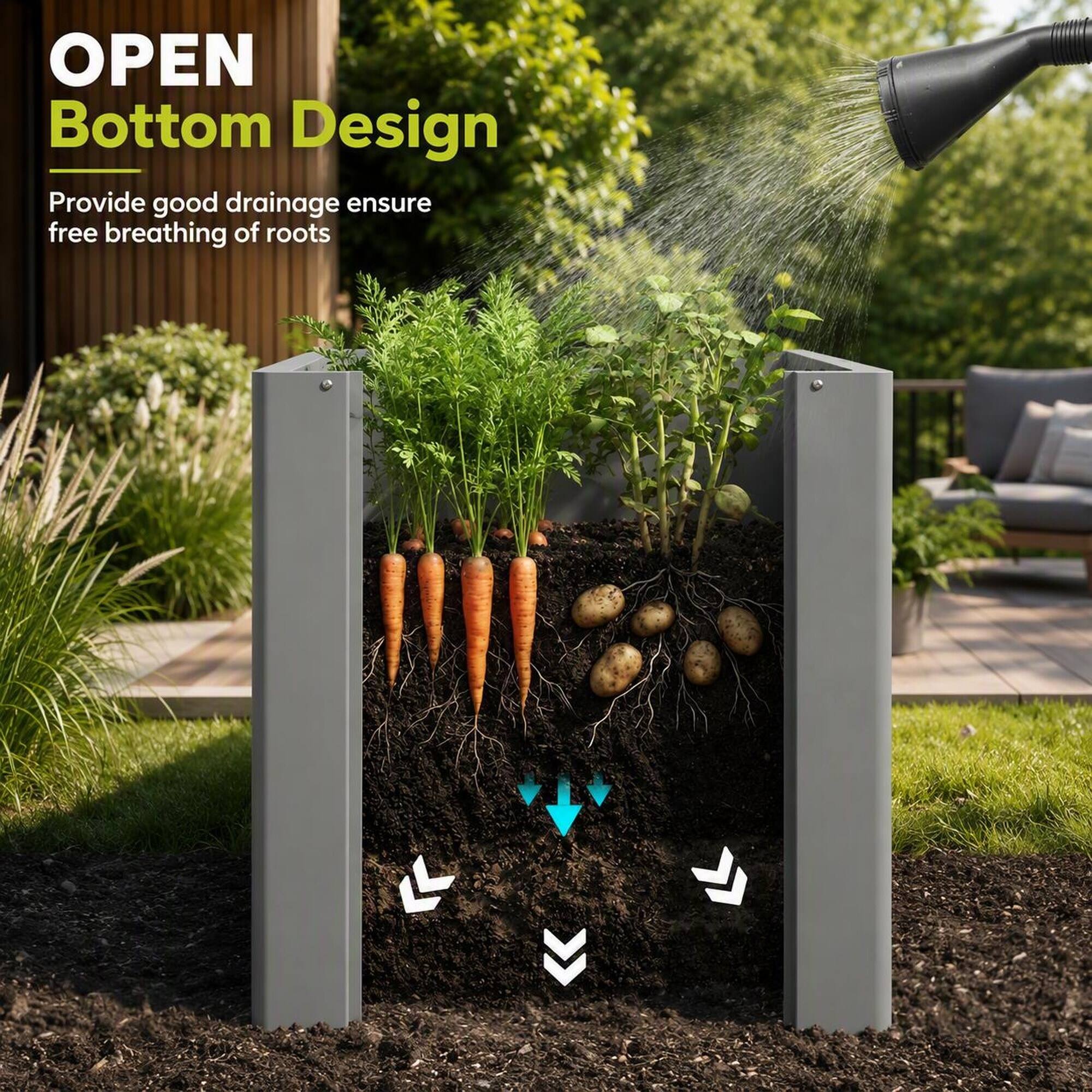 OPEN Bottom Design  
Provide good drainage ensure free breathing of roots