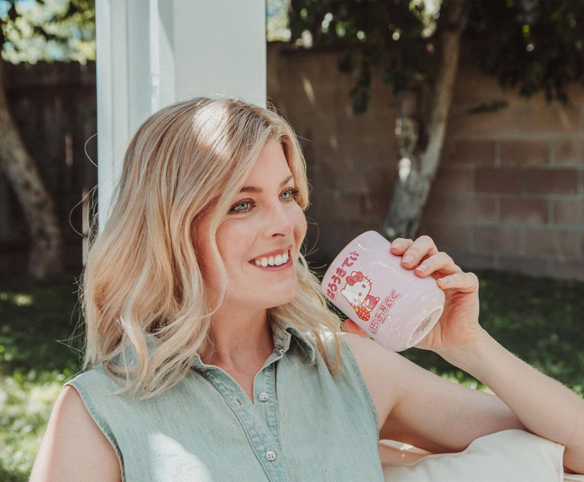 Alt View 2. Silver Buffalo - Sanrio Hello Kitty Strawberry Milk Asian Ceramic Tea Cup | Holds 9 Ounces - Pink.