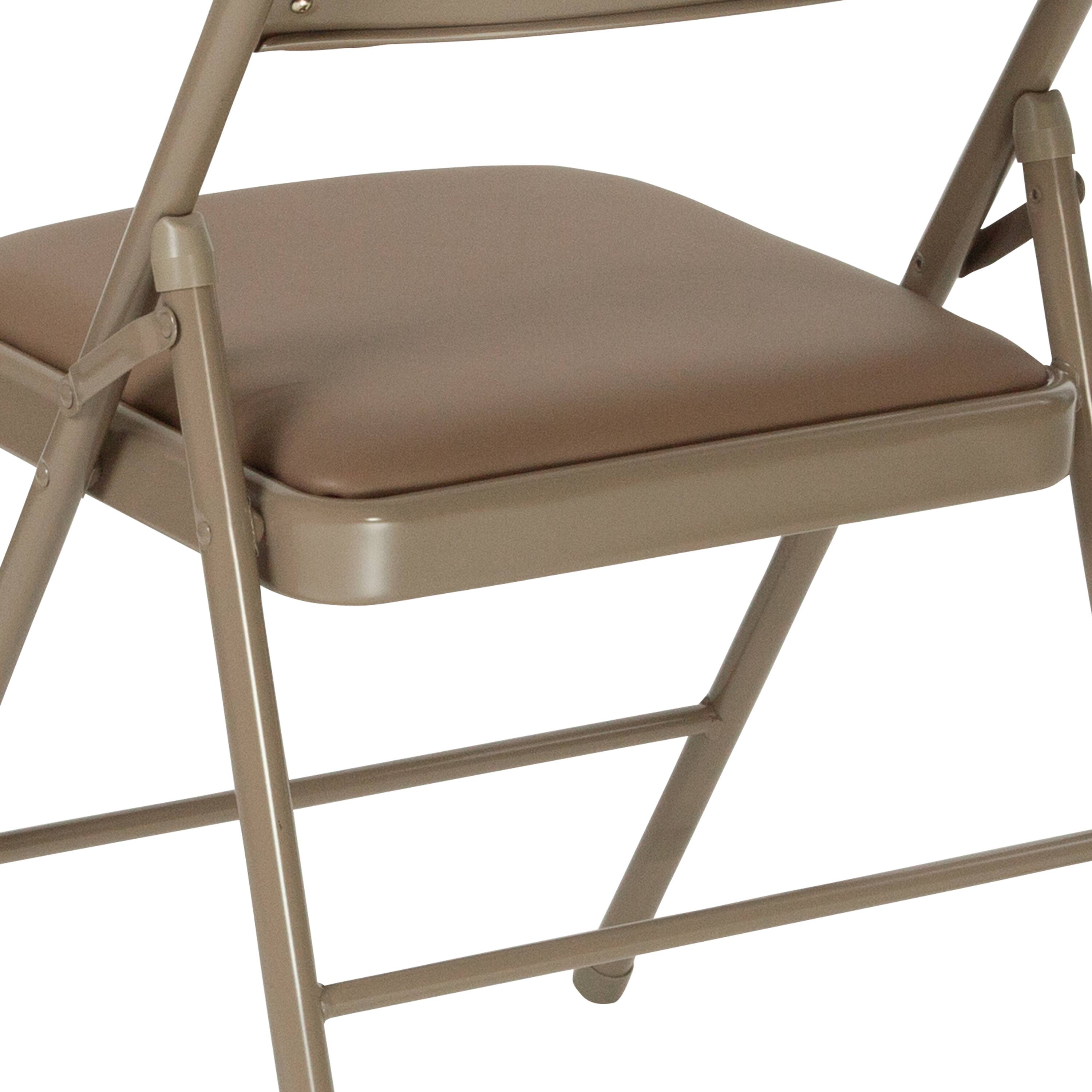 Alt View 10. Emma + Oliver - 2 Pack Home & Office Portable Vinyl Folding Metal Event Chair - Beige.
