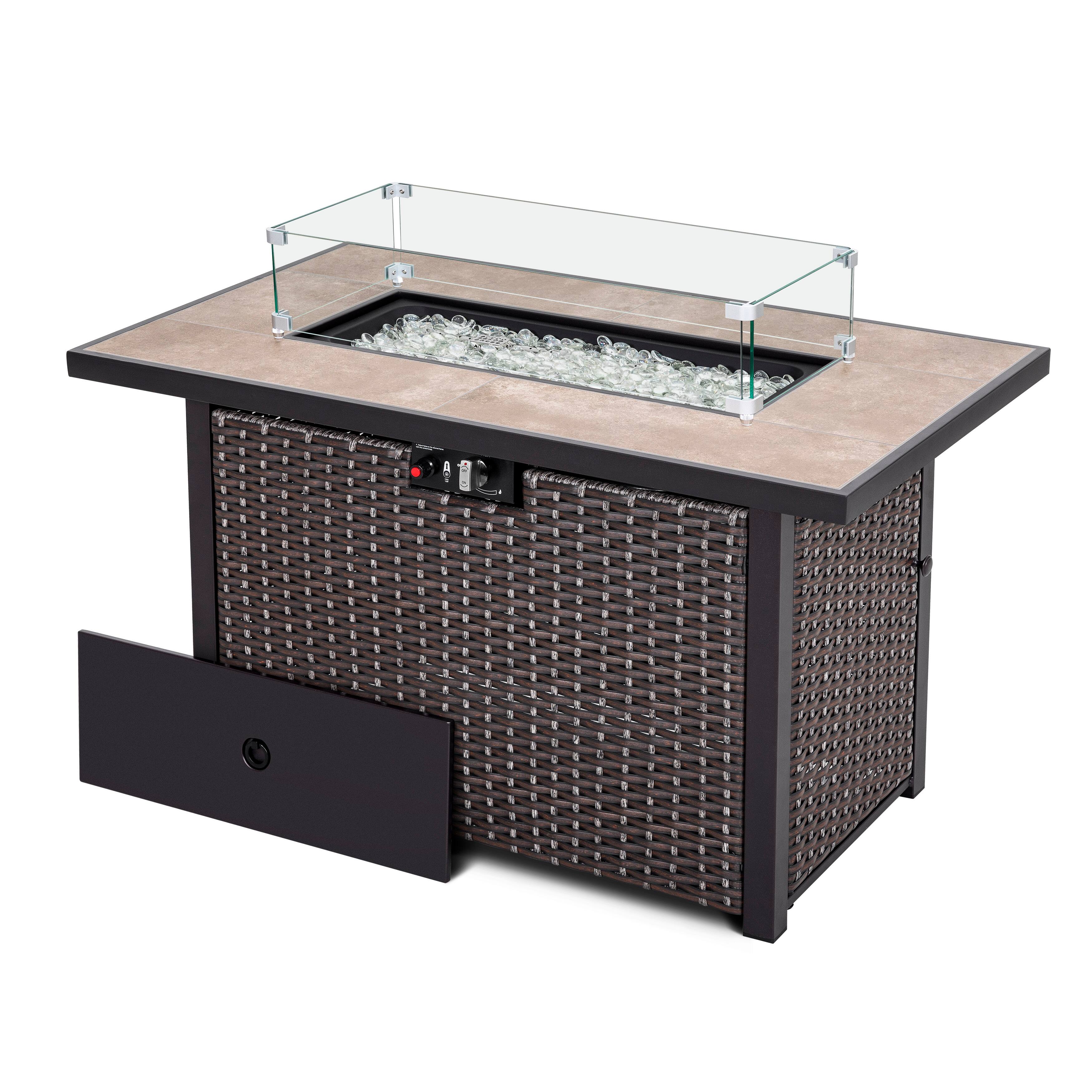 Alt View 10. Nuu Garden - Outdoor 43-inch 50,000 BTU Propane  Fire Pit Table - Dark Brown and Coffee.