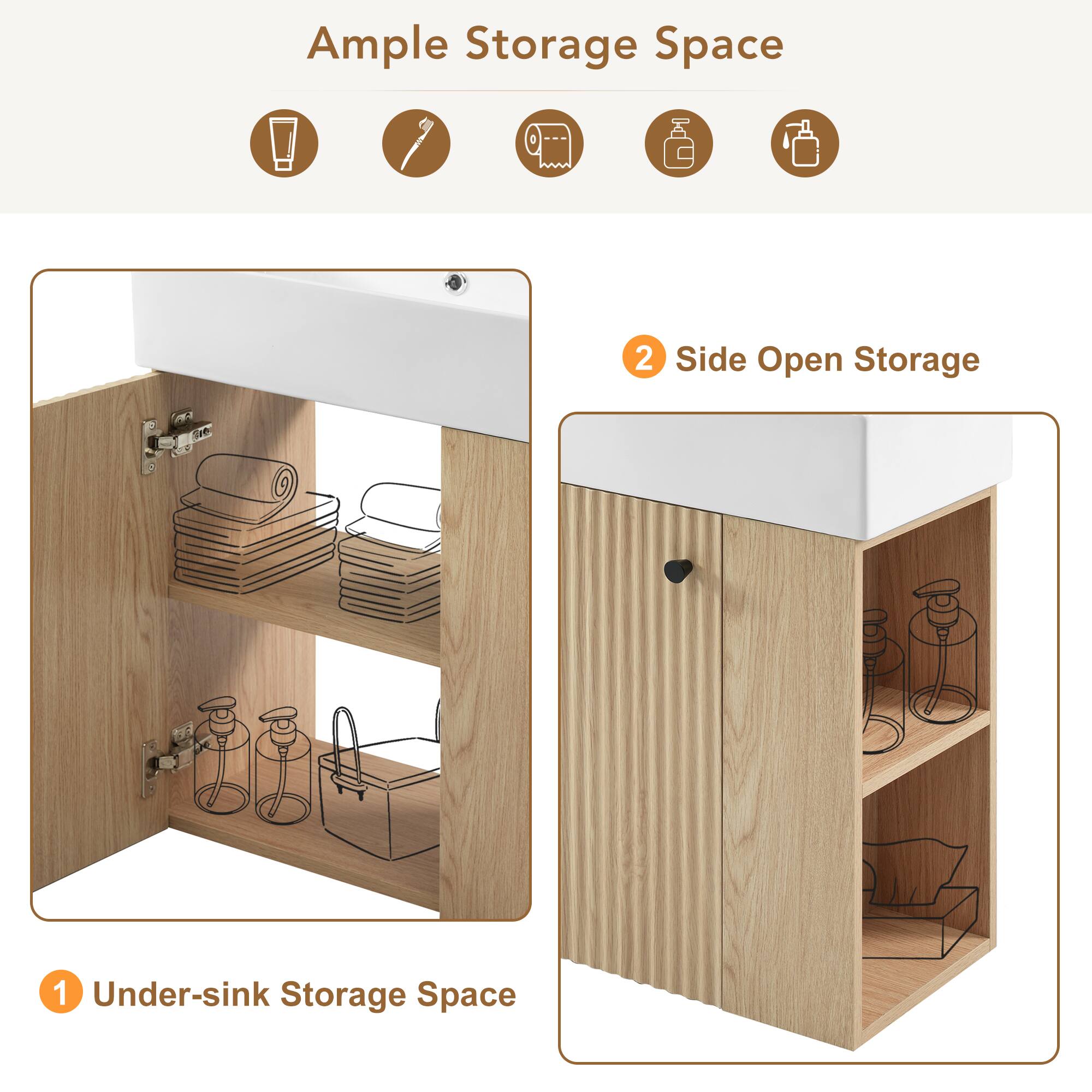 Ample Storage Space

1. Under-sink Storage Space

2. Side Open Storage