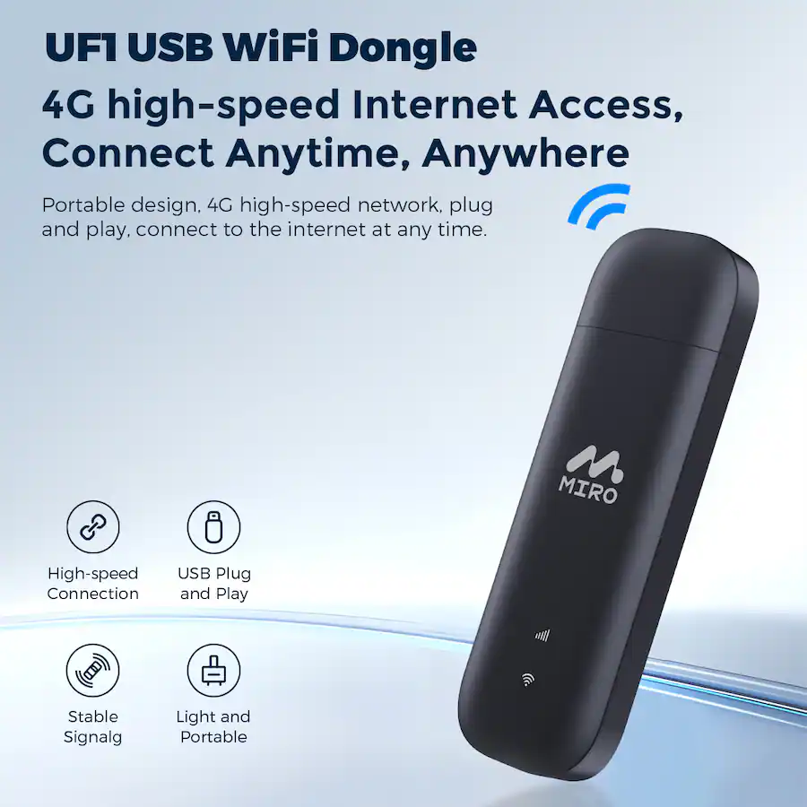 Miro UF1 4G LTE USB WiFi Dongle: Plug Play Portable Hotspot