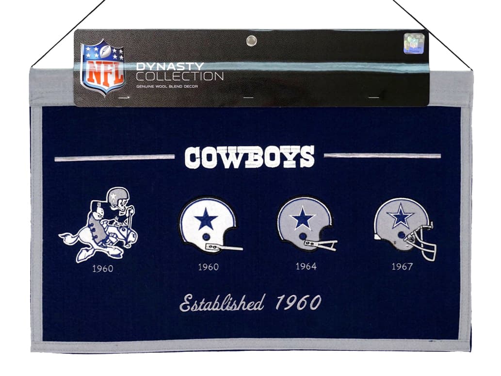 Winning Streak Sports - Dallas Football Cowboys - High Quality Embroidered Logo Banner Flag - Established 1960 - Multi