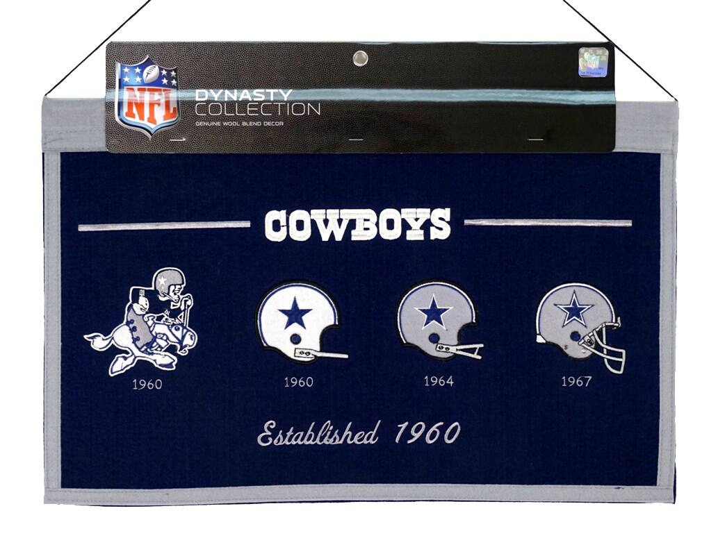 DYNASTY COLLECTION  
NFL  
GENUINE WOOL BLEND DECOR  

COWBOYS  

1960  
1960  
1964  
1967  

Established 1960